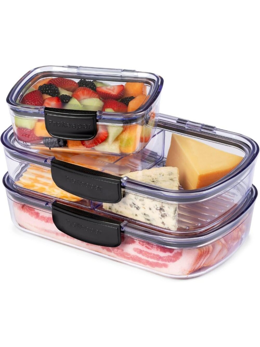 Air-Tight Silicone Food Storage Containers Set, BPA-Free, Stackable, 3-Piece